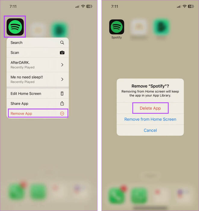 Uninstall-Spotify-on-iPhone-5 كيفية مسح ذاكرة الوصول العشوائي على iPhone