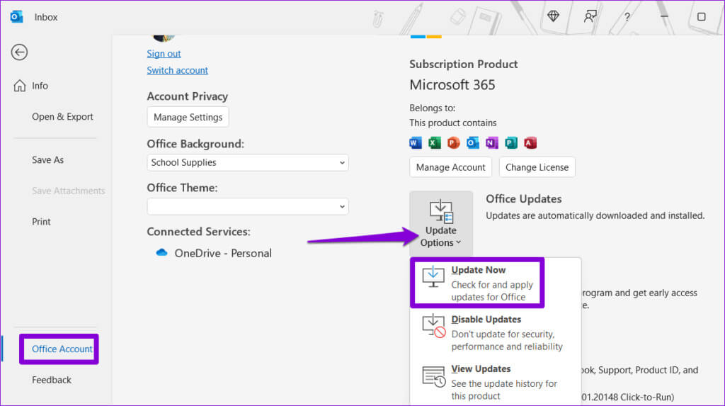 Update-Outlook-1024x573-1 أفضل 6 إصلاحات لوظيفة Outlook الإضافية المفقودة أو التي لا تعمل على Windows