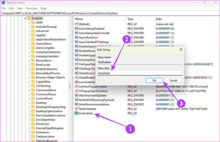 Updating-the-AicEnabled-option أفضل 4 طرق لتعطيل تطبيقات Microsoft التي تم التحقق منها في Windows 11