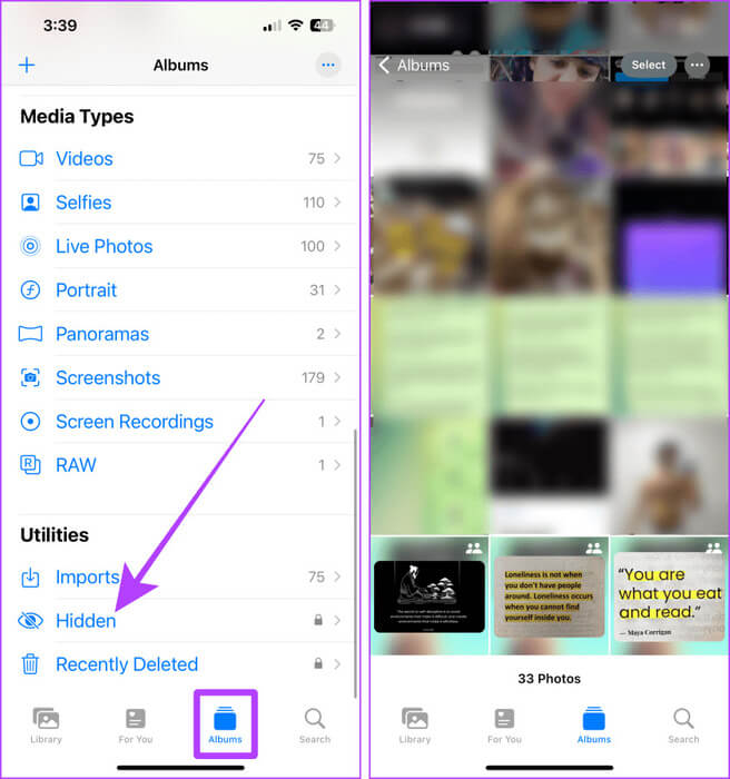 View-Hidden-Photos-iPhone 9 طرق لتنظيم الصور على iPhone