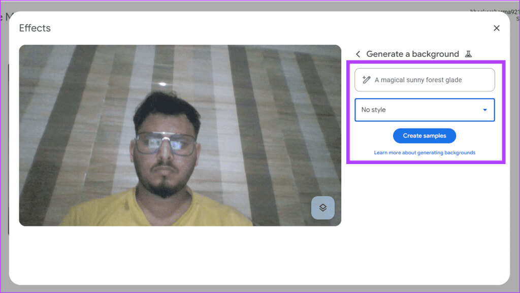 Write-a-description-of-the-background-pick-a-Style-and-click-the-Create-samples-button-1024x577-1 كيفية إنشاء خلفية Google Meet باستخدام Gemini AI