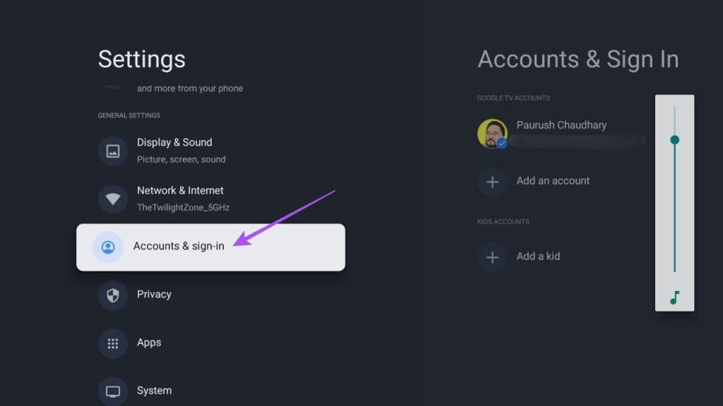 accounts-and-sign-in-google-tv-settings-1024x576-1 أفضل 6 إصلاحات لعدم عمل Google Assistant على Google TV