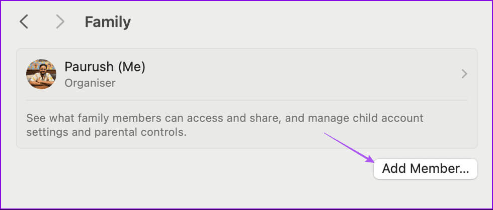 add-member-family-sharing-mac كيفية إعداد أدوات الرقابة الأبوية على Mac