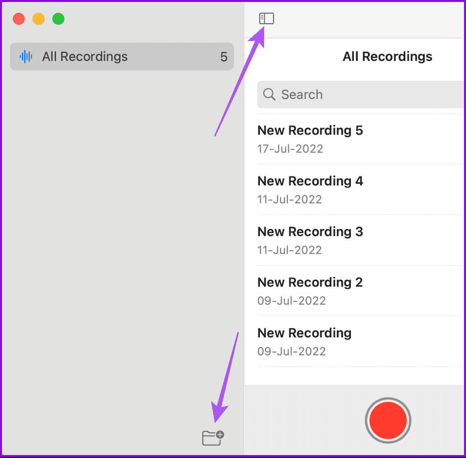 add-new-folder-voice-memos-mac 3 أفضل الطرق لتسجيل الصوت على Mac