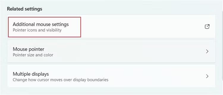 additional-mouse-settings-option-in-the-settings-app هل يتحرك مؤشر الماوس من تلقاء نفسه؟ وإليك كيفية اصلاحها