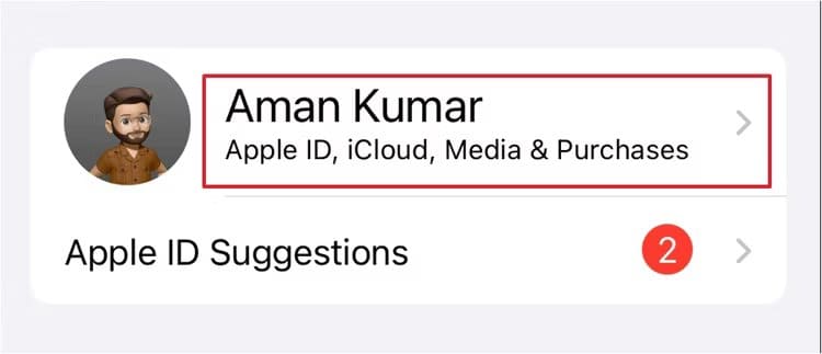 apple-id-in-the-settings-app كيفية استخدام قوائم التشغيل التعاونية على Apple Music