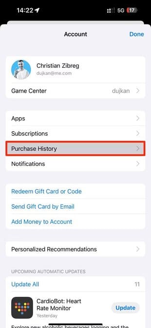 apple-ios-17-4-app-store-profile-screen-purchase-history-highlighted iOS 17.4: كيفية استخدام جميع ميزات iPhone الجديدة