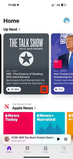 apple-ios-17-4-podcasts-app-home-tab-episode-ellipsis-menu-highlighted iOS 17.4: كيفية استخدام جميع ميزات iPhone الجديدة