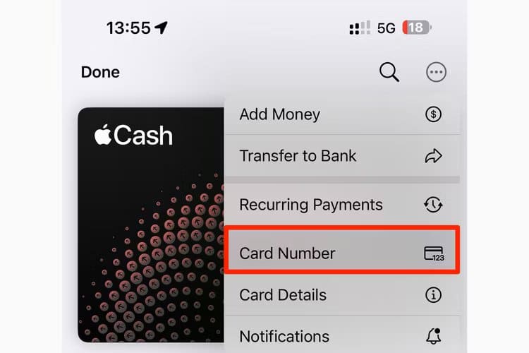 apple-ios-17-4-wallet-app-apple-cash-card-number-menu-option-highlighted iOS 17.4: كيفية استخدام جميع ميزات iPhone الجديدة