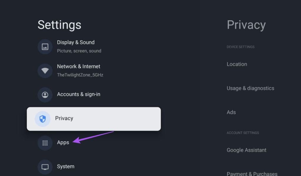 apps-settings-google-tv-2-1024x598-1 أفضل 6 إصلاحات لعدم عمل Google Assistant على Google TV