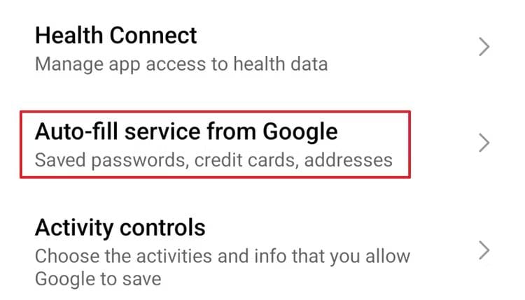 auto-fill-service-from-google-option-in-the-privacy-window كيفية إضافة مدير كلمات المرور من Google إلى شاشتك الرئيسية بنظام Android