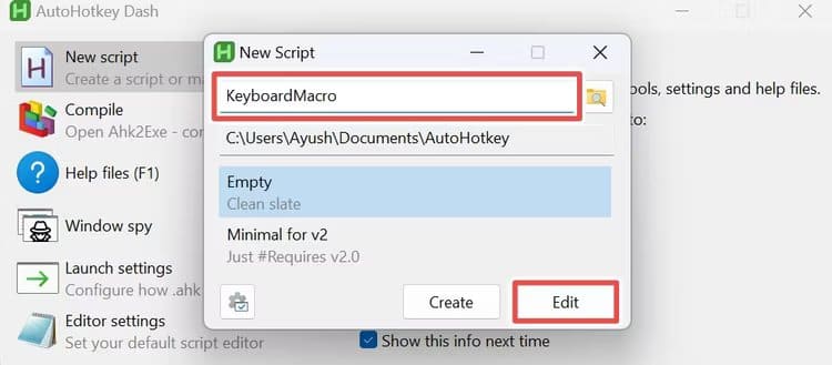 autohotkey-name كيفية تشغيل التطبيقات بسرعة على Windows 11 باستخدام اختصارات لوحة المفاتيح