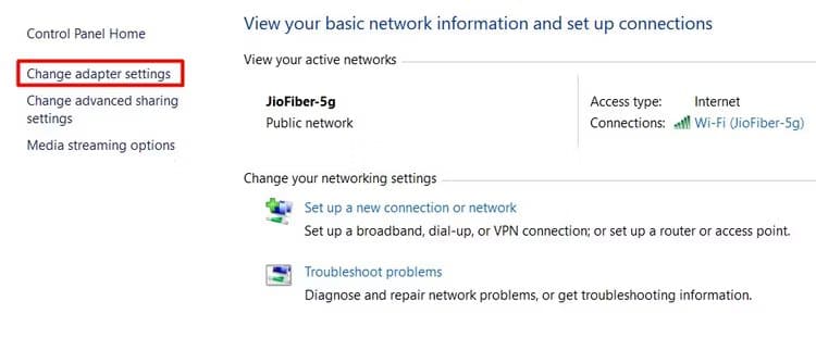 change-adapter-settings-option-in-the-control-panel كيفية إصلاح خطأ Steam Cloud Sync للحفاظ على ألعابك المحفوظة آمنة