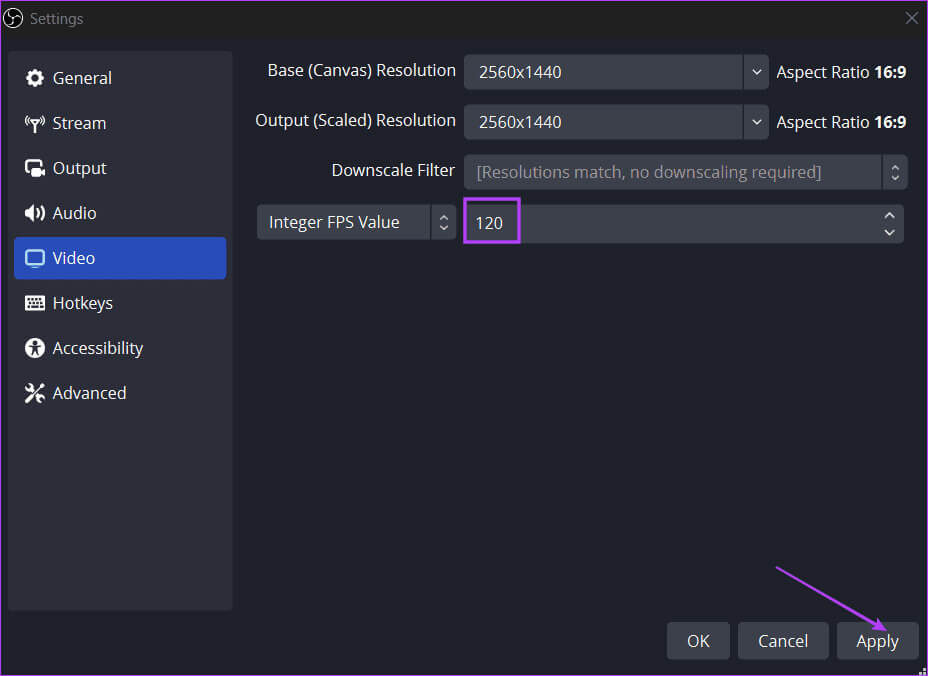 change-fps-value-in-obs-2 كيفية تسجيل مقاطع فيديو عالية الجودة أثناء اللعب باستخدام OBS Studio