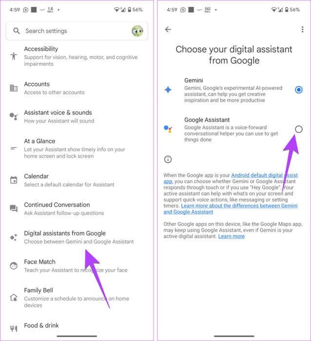 change-gemini-to-google-assistant-from-phone-settings-934x1024-1 4 طرق للرجوع إلى Google Assistant من Gemini