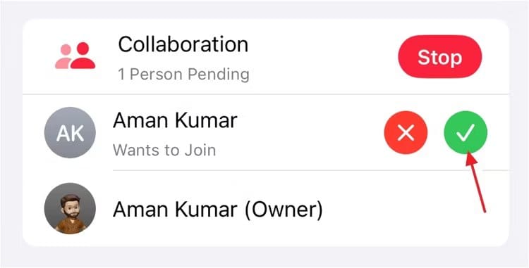 checkmark-sign-for-accepting-the-invitation كيفية استخدام قوائم التشغيل التعاونية على Apple Music