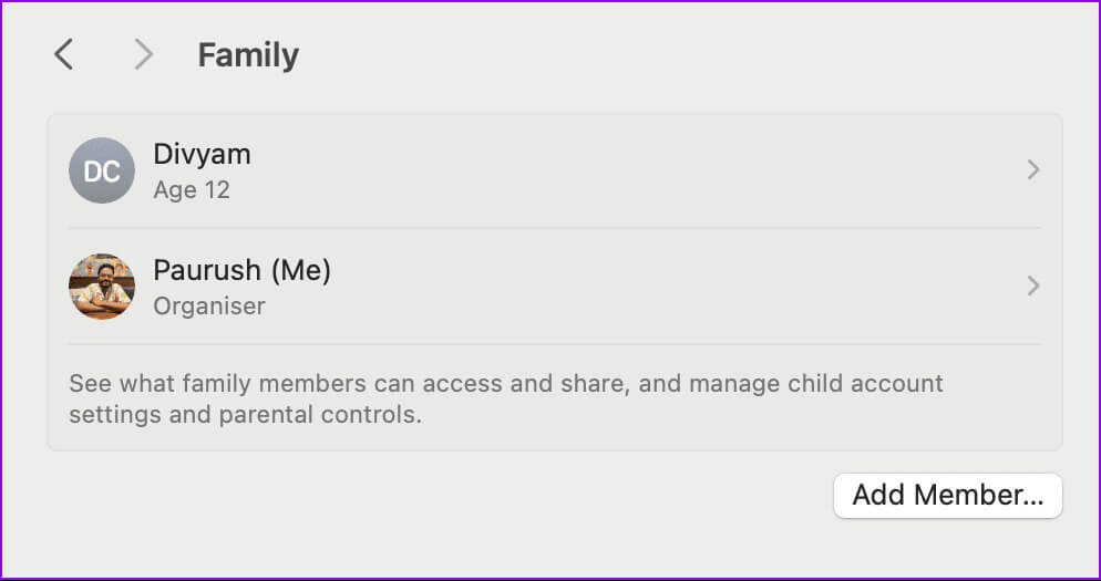 child-account-family-sharing-mac كيفية إعداد أدوات الرقابة الأبوية على Mac