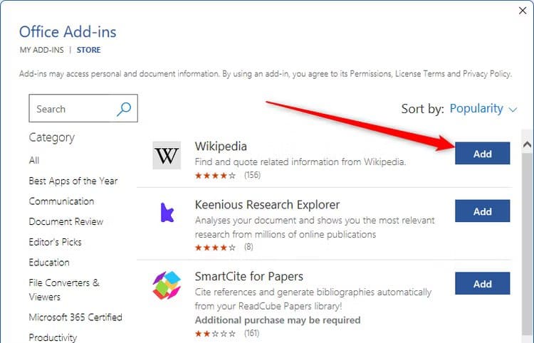 choose-add-in كيفية تثبيت واستخدام الوظائف الإضافية لـ Microsoft Office