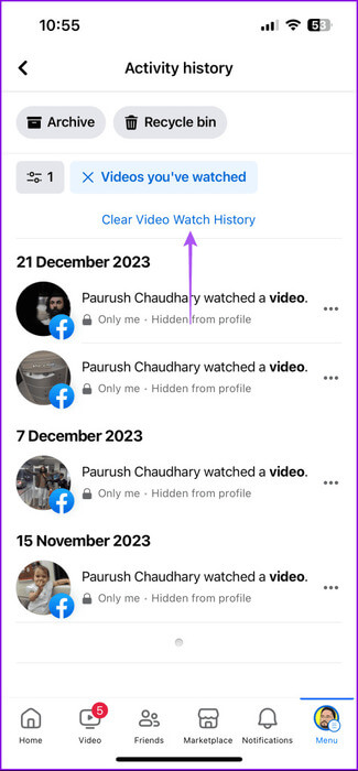 clear-video-watch-history-facebook-mobile-475x1024-1 كيفية حذف سجل مشاهدة Facebook على الهاتف المحمول وسطح المكتب