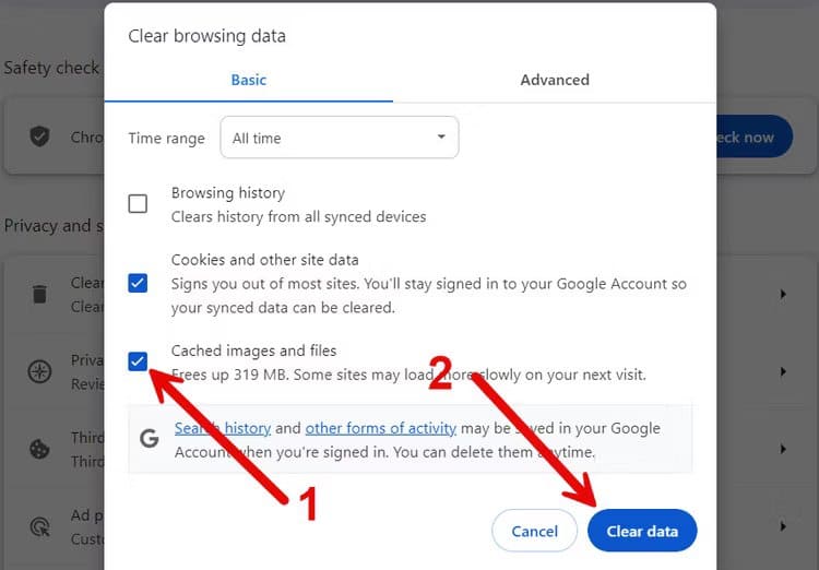 clearing-cache-only-chrome Google Chrome لا يحفظ كلمة المرور؟ وإليك كيفية اصلاحه