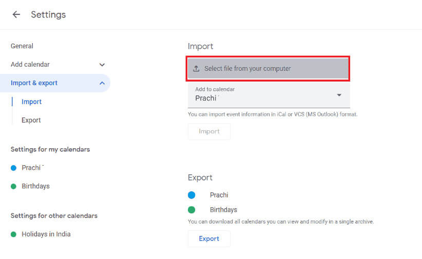 click-on-select-file-from-your-computer-1-1 كيفية دمج ومزامنة تقويمين من تقاويم Google من حسابات مختلفة