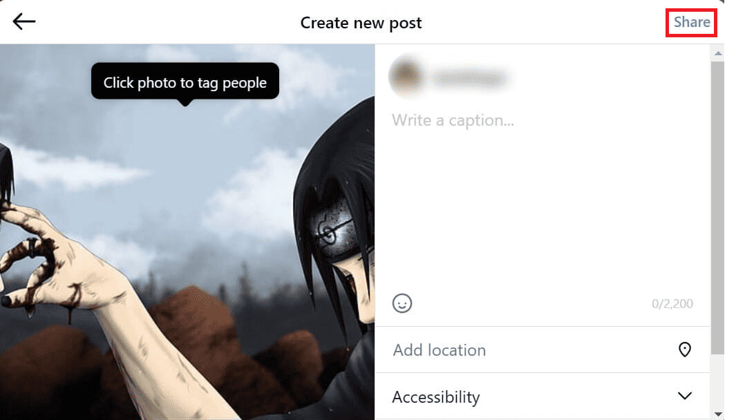 click-on-share كيفية تحميل فيديو إلى Instagram Story من جهاز الكمبيوتر أو Mac