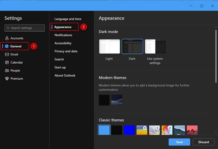 color-scheme Outlook الجديد لنظام التشغيل Windows: كل ما تحتاج إلى معرفته