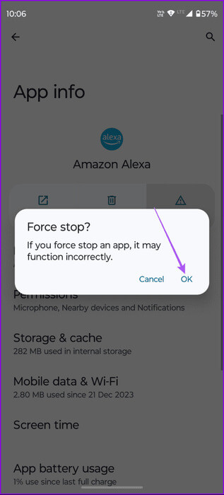 confirm-force-stop-alexa-app-android-463x1024-1 أفضل 9 إصلاحات لعدم عمل تطبيق Amazon Alexa على iPhone وAndroid