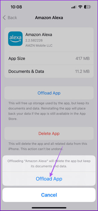 confirm-offload-app-alexa-iphone-475x1024-1 أفضل 9 إصلاحات لعدم عمل تطبيق Amazon Alexa على iPhone وAndroid