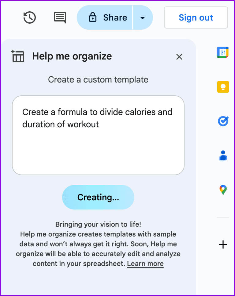 create-formula-duet-ai-google-sheets كيفية استخدام Duet AI في Google Sheets وGmail وGoogle Drive