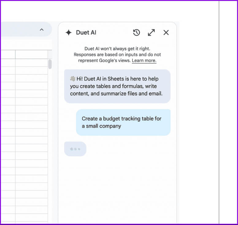 duet-ai-side-bar-google-sheets كيفية استخدام Duet AI في Google Sheets وGmail وGoogle Drive