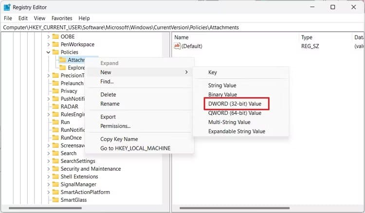 dword-32-bit-value-in-the-registry-editor كيفية تجاوز رسالة "فشل - تم اكتشاف فيروس" في Chrome عند تنزيل الملفات