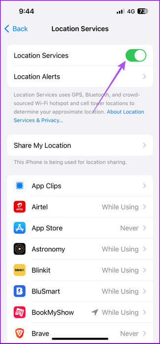 enable-location-services-iphone-1-475x1024-1 أفضل 5 إصلاحات لعدم عمل الوضع الداكن في Google Maps
