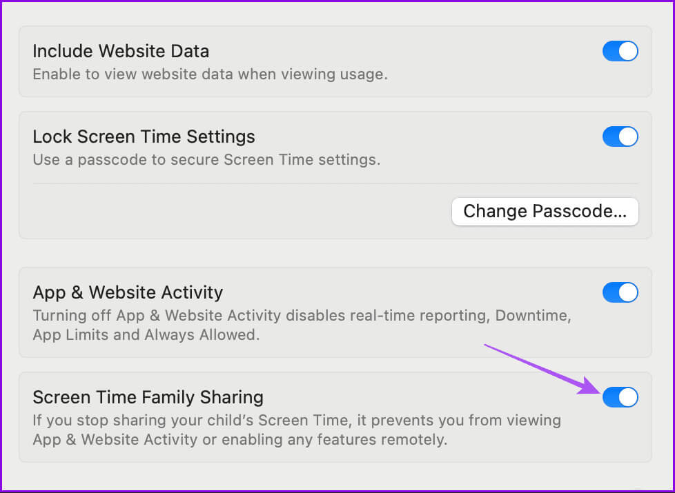 enable-screen-time-family-sharing-mac كيفية إعداد أدوات الرقابة الأبوية على Mac