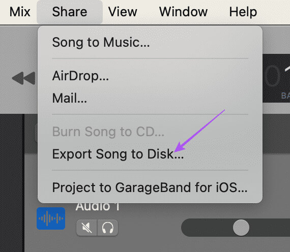 export-song-to-disk-garageband-mac 3 أفضل الطرق لتسجيل الصوت على Mac