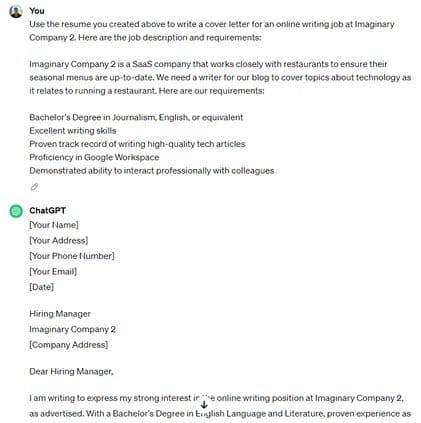 fake-cover-letter-1 يمكنك كتابة خطابات تعريفية وسيرة ذاتية باستخدام الذكاء الاصطناعي (ولكن هل ينبغي عليك ذلك؟)