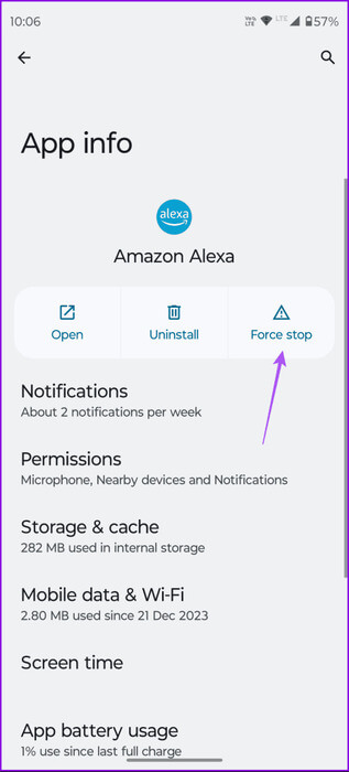 force-stop-alexa-app-info-android-463x1024-1 أفضل 9 إصلاحات لعدم عمل تطبيق Amazon Alexa على iPhone وAndroid