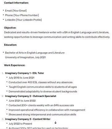 good-resume-2 يمكنك كتابة خطابات تعريفية وسيرة ذاتية باستخدام الذكاء الاصطناعي (ولكن هل ينبغي عليك ذلك؟)
