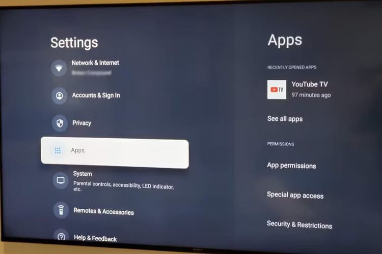 google-tv-apps-settings كيفية إغلاق التطبيقات على Google TV