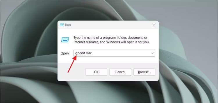 gpedit-msc-command-in-the-run-tool كيفية تعطيل برنامج Microsoft Defender بشكل دائم على Windows 11