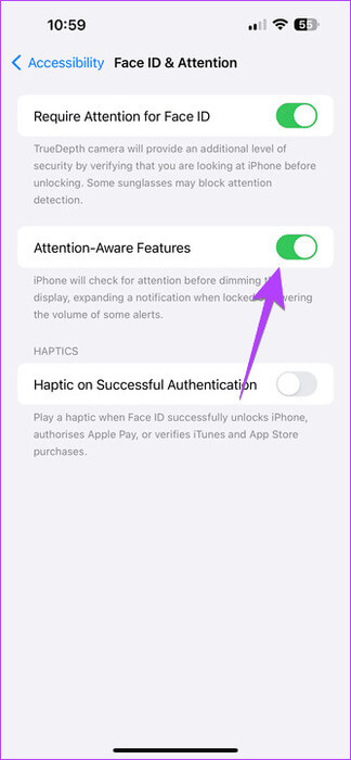 iPhone-attention-aware-disable 12 طريقة لإصلاح استمرار سطوع iPhone في التغير