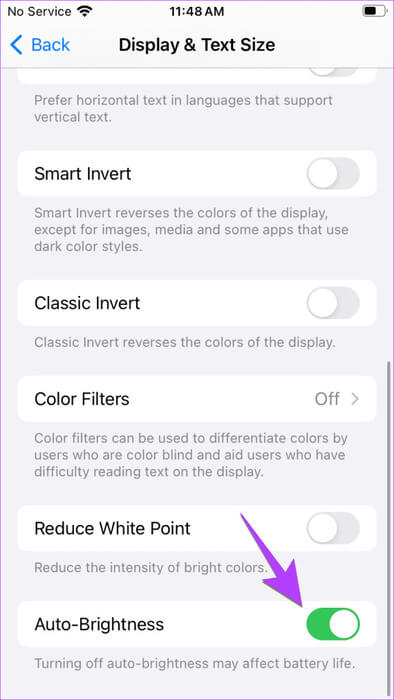 iPhone-auto-brightness-off-576x1024-1 12 طريقة لإصلاح استمرار سطوع iPhone في التغير