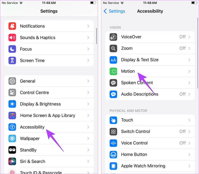 iPhone-motion-accessibility-1024x895-1 12 طريقة لإصلاح استمرار سطوع iPhone في التغير