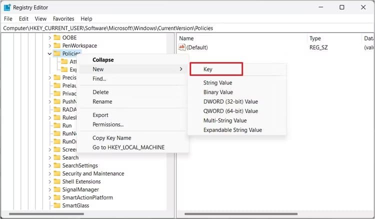 key-option-in-the-registry-option كيفية تجاوز رسالة "فشل - تم اكتشاف فيروس" في Chrome عند تنزيل الملفات