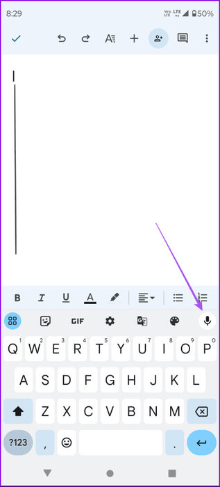 microphone-android-keyboard-google-docs-463x1024-1 كيفية استخدام الكتابة الصوتية على Google Docs على الهاتف المحمول وسطح المكتب