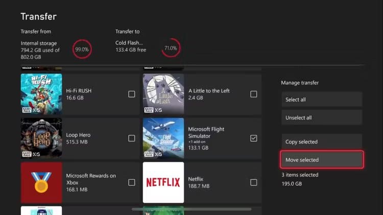 move_games_external كيفية تحرير مساحة التخزين على جهاز Xbox Series X|S