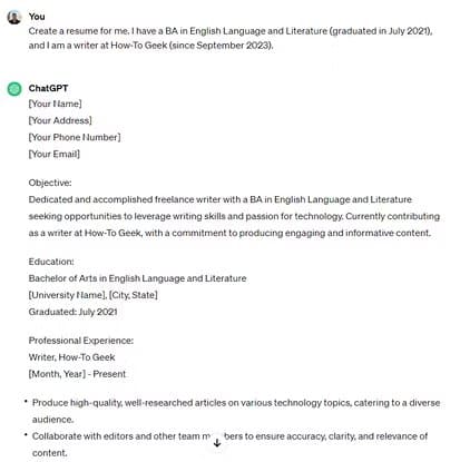 my-resume-1 يمكنك كتابة خطابات تعريفية وسيرة ذاتية باستخدام الذكاء الاصطناعي (ولكن هل ينبغي عليك ذلك؟)
