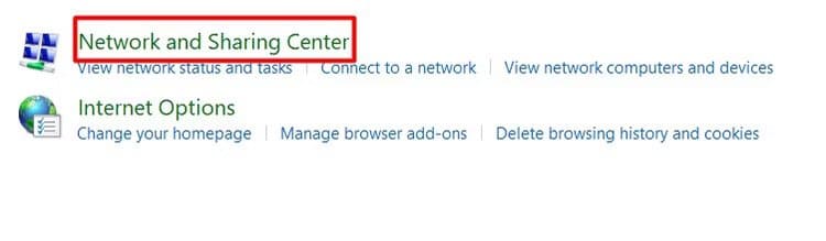 network-and-sharing-center-option-in-the-control-panel كيفية إصلاح خطأ Steam Cloud Sync للحفاظ على ألعابك المحفوظة آمنة