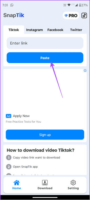 paste-tiktok-url-in-snaptik-461x1024-1 كيفية تنزيل مقاطع فيديو TikTok بدون علامة مائية على iPhone وAndroid