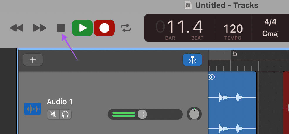pause-audio-recording-garageband-mac 3 أفضل الطرق لتسجيل الصوت على Mac